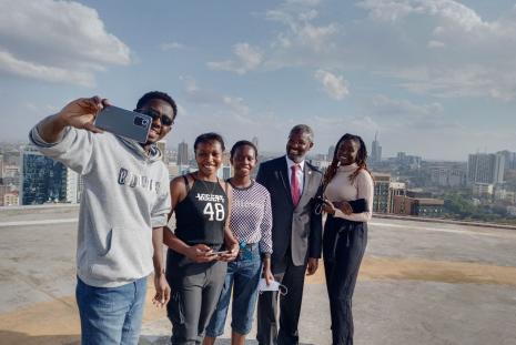 DOJMC_students_at_the_UoN_Towers_Helipad_after_shoot